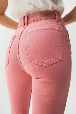 شلوار زنانه کتان صورتی دمپا پول اند بیر Pull & Bear (ساخت اسپانیا)