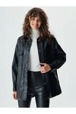 کت زنانه چرم مشکی ال تی بی LTB (ساخت ترکیه)