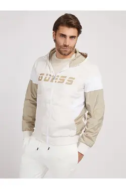 سویشرت یقه خدمه طوسی کلاهدار مردانه گس Guess (ساخت آمریکا)