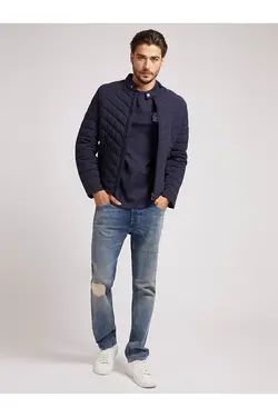 کت بادی آبی سرمه ای یقه ایستاده زیپ دار مردانه گس Guess (ساخت آمریکا)