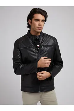 کت مشکی یقه ایستاده زیپ دار آستین بلند مردانه گس Guess (ساخت آمریکا)