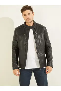 کت مشکی یقه ایستاده زیپ دار آستین بلند مردانه گس Guess (ساخت آمریکا)