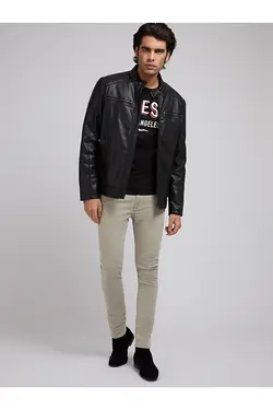 کت مشکی یقه ایستاده زیپ دار آستین بلند مردانه گس Guess (ساخت آمریکا)