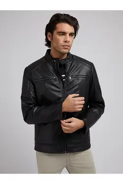 کت مشکی یقه ایستاده زیپ دار آستین بلند مردانه گس Guess (ساخت آمریکا)