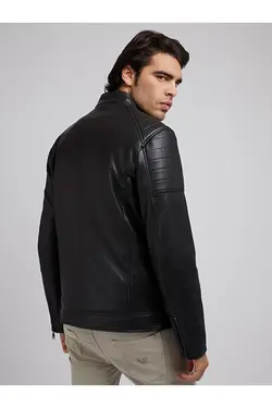 کت مشکی یقه ایستاده زیپ دار آستین بلند مردانه گس Guess (ساخت آمریکا)