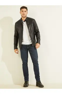 کت مشکی یقه ایستاده زیپ دار آستین بلند مردانه گس Guess (ساخت آمریکا)