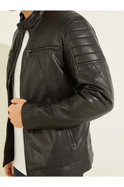 کت مشکی یقه ایستاده زیپ دار آستین بلند مردانه گس Guess (ساخت آمریکا)