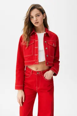 کت زنانه قرمز پول اند بیر Pull & Bear (ساخت اسپانیا)