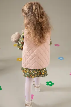 جلیقه لحافی دکمه دار بلند دخترانه صورتی دفاکتو DeFacto (ساخت ترکیه)