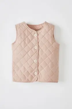 جلیقه لحافی دکمه دار بلند دخترانه صورتی دفاکتو DeFacto (ساخت ترکیه)