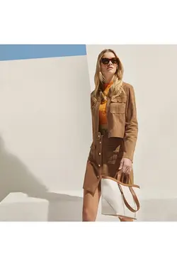 کت جیر زیپ دار یقه پیراهنی آستین بلند زنانه دسا Desa (ساخت ترکیه)