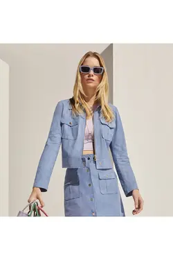 کت جیر زیپ دار یقه پیراهنی آستین بلند زنانه دسا Desa (ساخت ترکیه)