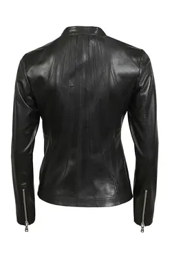 ژاکت جلو زیپ دار چرم مشکی آستین بلند زنانه دسا Desa (ساخت ترکیه)