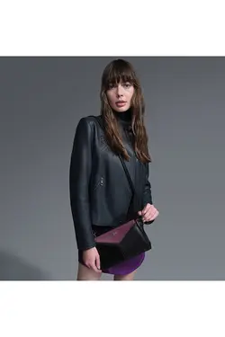 کت چرم مشکی جلو زیپ دار آستین بلند زنانه دسا Desa (ساخت ترکیه)