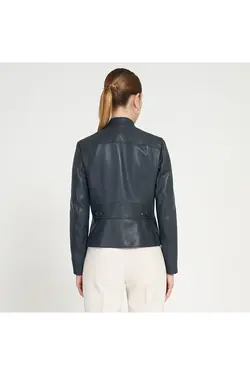 کت چرم مشکی جلو زیپ دار آستین بلند زنانه دسا Desa (ساخت ترکیه)