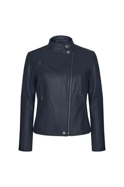 کت چرم مشکی جلو زیپ دار آستین بلند زنانه دسا Desa (ساخت ترکیه)