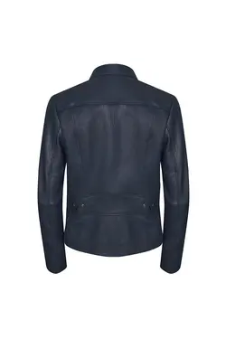 کت چرم مشکی جلو زیپ دار آستین بلند زنانه دسا Desa (ساخت ترکیه)