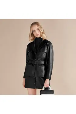 کت چرم مدل کوتاه آستین بلند زنانه دسا Desa (ساخت ترکیه)