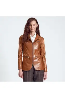 ژاکت چرم زیپ دار آستین بلند جیب دار زنانه دسا Desa (ساخت ترکیه)