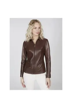 کت چرم مدل کوتاه جیب دار آستین بلند زنانه دسا Desa (ساخت ترکیه)