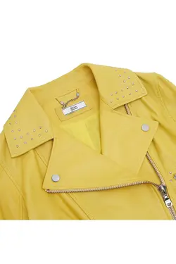 کت چرم زرد مدل کوتاه با آستین بلند دسا Desa (ساخت ترکیه)