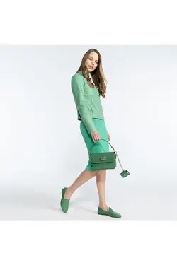 کت چرم زیپ دار سبز آستین بلند زنانه دسا Desa (ساخت ترکیه)
