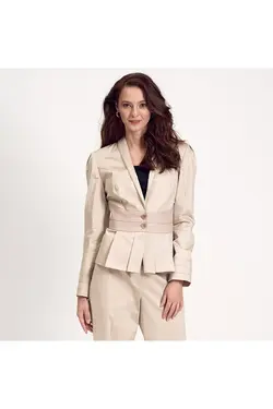 کت کرمی جلو دکمه ای مدل کوتاه آستین بلند زنانه دسا Desa (ساخت ترکیه)