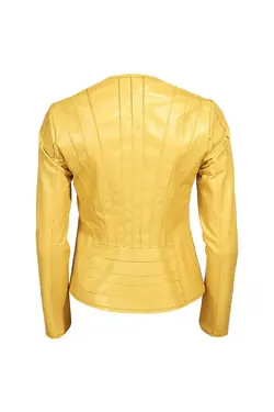 ژاکت چرم زرد زیپ دار مدل کوتاه زنانه دسا Desa (ساخت ترکیه)