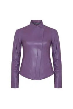 کت چرم بنفش مدل کوتاه آستین بلند زنانه دسا Desa (ساخت ترکیه)