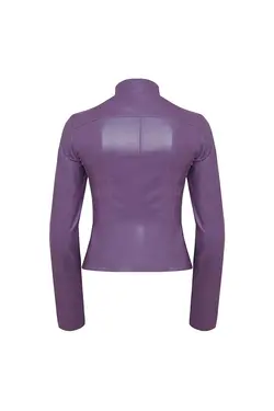 کت چرم بنفش مدل کوتاه آستین بلند زنانه دسا Desa (ساخت ترکیه)