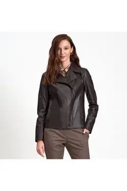 کت چرم زیپ دار آستین بلند زنانه دسا Desa (ساخت ترکیه)