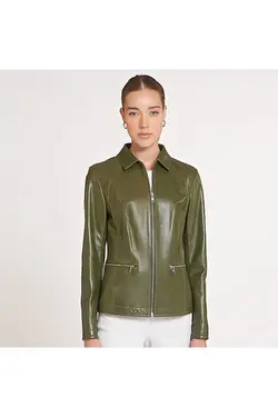 کت چرم مدل کوتاه جیب دار آستین بلند زنانه دسا Desa (ساخت ترکیه)