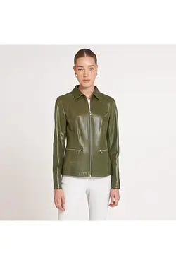 کت چرم مدل کوتاه جیب دار آستین بلند زنانه دسا Desa (ساخت ترکیه)