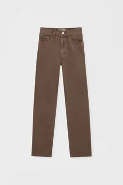 شلوار جین زنانه مام استایل فیت قهوه ای پول اند بیر Pull & Bear (ساخت اسپانیا)