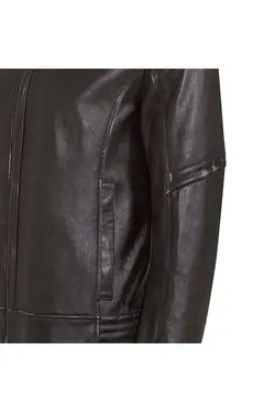 کت چرم قهوه ای تیره طرح ساده مدل کوتاه آستین بلند مردانه دسا Desa (ساخت ترکیه)