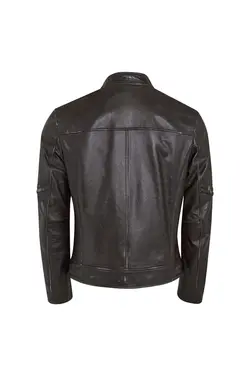 کت چرم قهوه ای تیره طرح ساده مدل کوتاه آستین بلند مردانه دسا Desa (ساخت ترکیه)