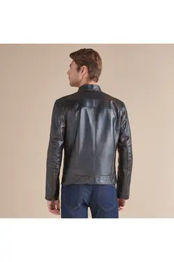 کت چرم قهوه ای طرحدار مدل کوتاه آستین بلند مردانه دسا Desa (ساخت ترکیه)