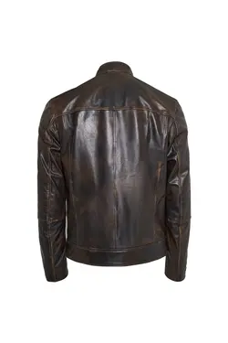 کت چرم قهوه ای طرحدار مدل کوتاه آستین بلند مردانه دسا Desa (ساخت ترکیه)