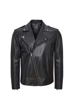 کت چرم مشکی طرحدار زیپ دار مدل کوتاه آستین بلند مردانه دسا Desa (ساخت ترکیه)