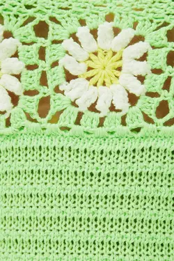 پیراهن مینی قلاب بافی سبز بنددار مدل کوتاه زنانه برشکا Bershka (ساخت اسپانیا)