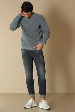 شلوار جین مردانه اسلیم فیت نیلی لوفیان Lufian (ساخت ترکیه)