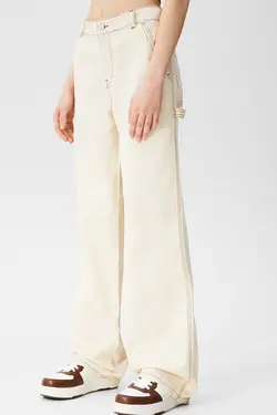 شلوار زنانه کرم دمپا پول اند بیر Pull & Bear (ساخت اسپانیا)