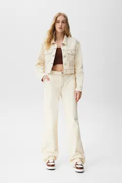 شلوار زنانه کرم دمپا پول اند بیر Pull & Bear (ساخت اسپانیا)