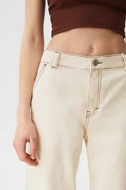 شلوار زنانه کرم دمپا پول اند بیر Pull & Bear (ساخت اسپانیا)