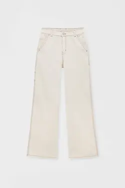 شلوار زنانه کرم دمپا پول اند بیر Pull & Bear (ساخت اسپانیا)