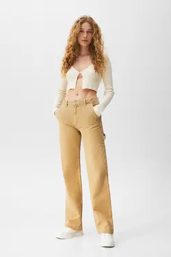 شلوار زنانه نسکافه ای راسته پول اند بیر Pull & Bear (ساخت اسپانیا)
