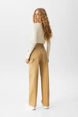 شلوار زنانه نسکافه ای راسته پول اند بیر Pull & Bear (ساخت اسپانیا)