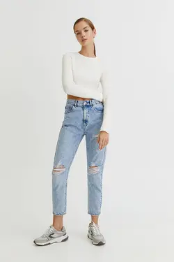 شلوار جین زنانه مام استایل فیت پول اند بیر Pull & Bear (ساخت اسپانیا)