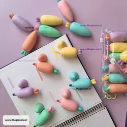 هایلایتر پاستلی فانتزی طرح هویج (6رنگ)