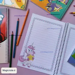 دفتر مشق حاشیه دار فانتزی 40 برگ سیمی